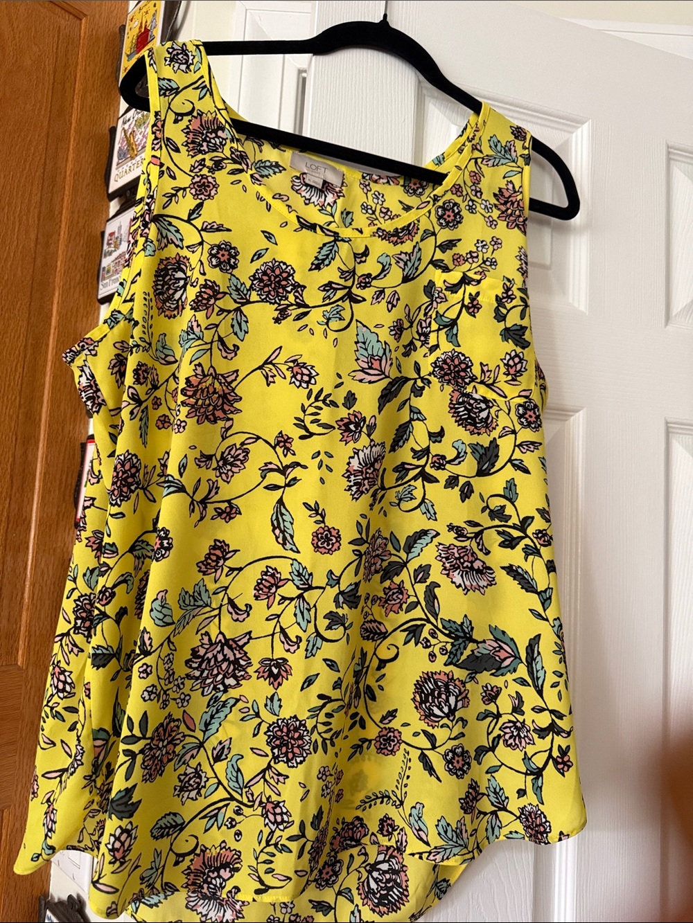 LOFT Yellow Floral Sleeveless Tank Top